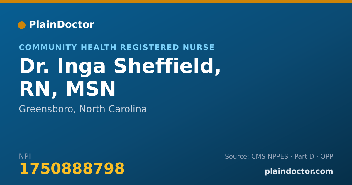 Shareable card for Inga Sheffield, RN, MSN - Community Health Registered Nurse, Greensboro, NC