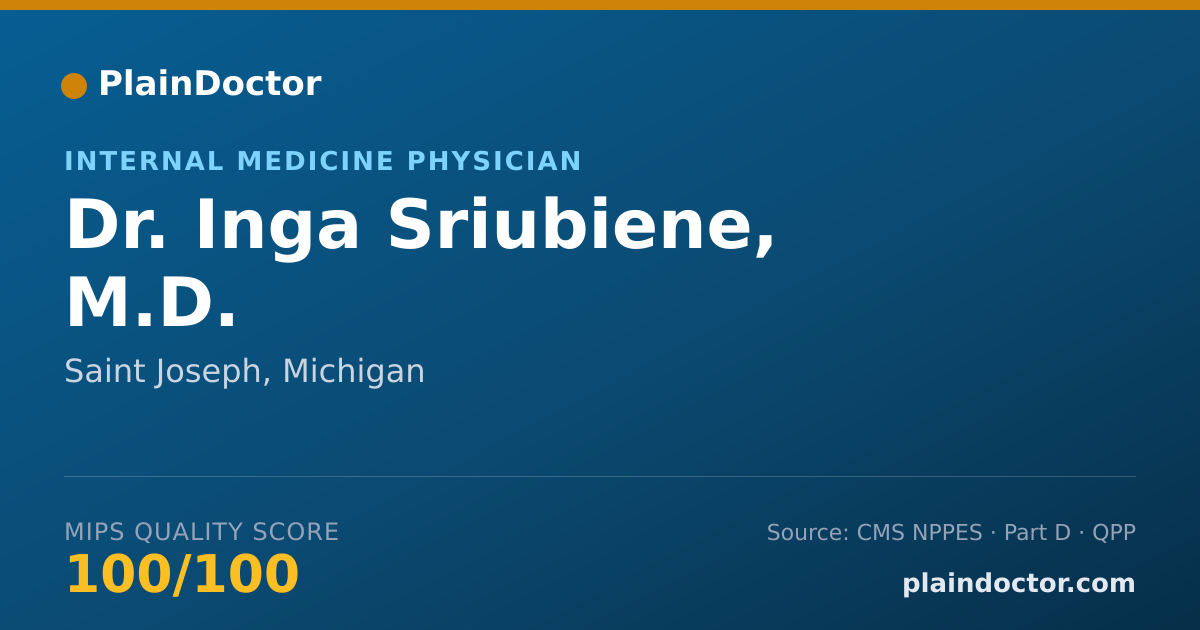 Shareable card for Inga Sriubiene, M.D. - Internal Medicine Physician, Saint Joseph, MI