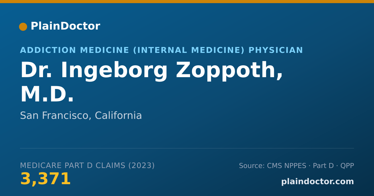 Shareable card for Ingeborg Zoppoth, M.D. - Addiction Medicine (Internal Medicine) Physician, San Francisco, CA