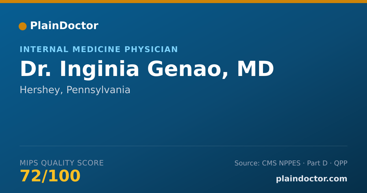 Shareable card for Inginia Genao, MD - Internal Medicine Physician, Hershey, PA