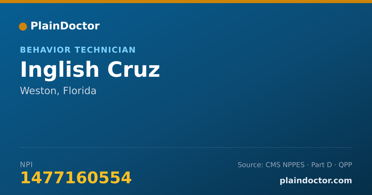 Shareable card for Inglish Cruz - Behavior Technician, Weston, FL
