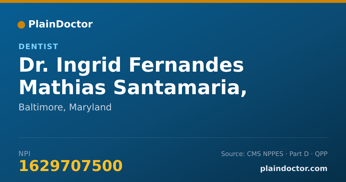 Shareable card for Ingrid Fernandes Mathias Santamaria, DDS, MS, PHD - Dentist, Baltimore, MD