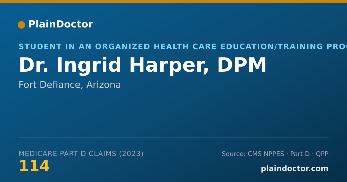 Shareable card for Ingrid Harper, DPM - Student in an Organized Health Care Education/Training Program, Fort Defiance, AZ