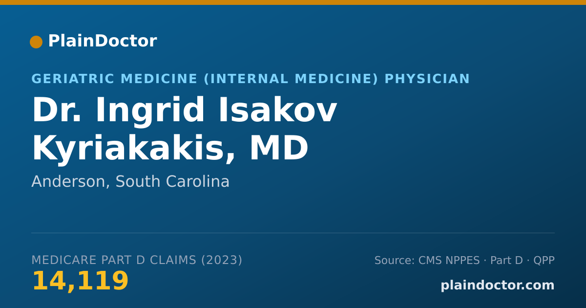 Shareable card for Ingrid Isakov Kyriakakis, MD - Geriatric Medicine (Internal Medicine) Physician, Anderson, SC