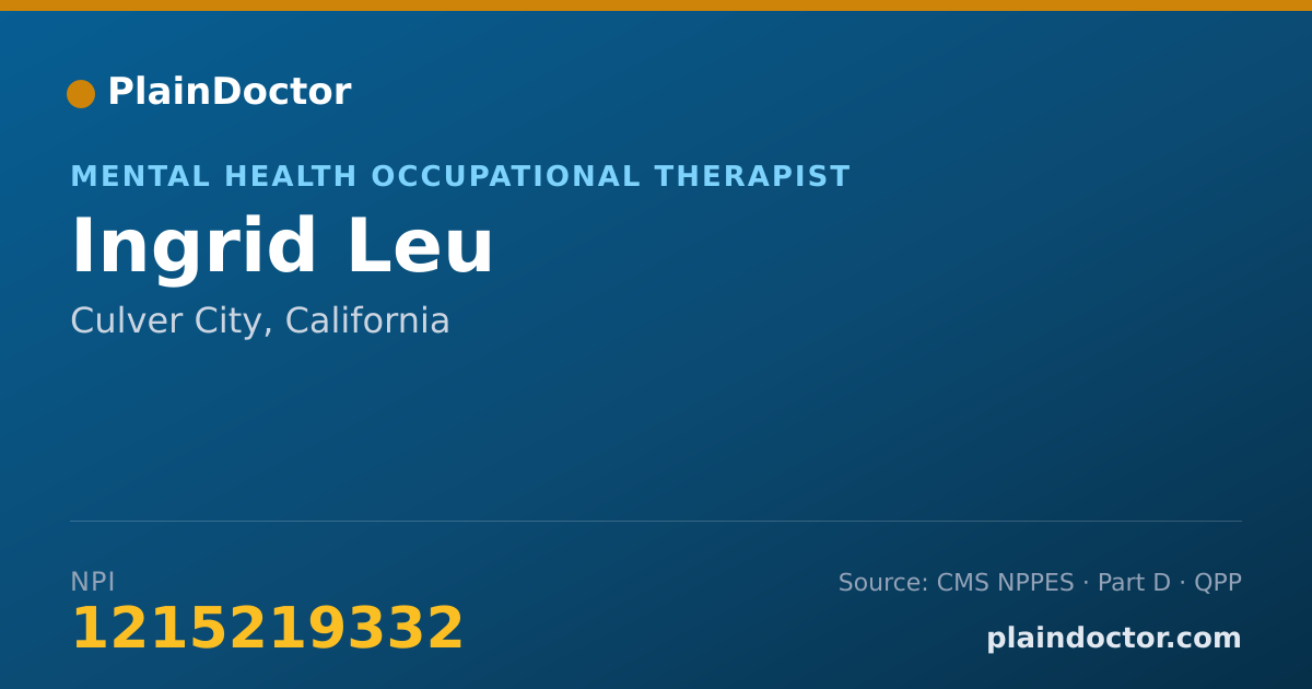 Shareable card for Ingrid Leu - Mental Health Occupational Therapist, Culver City, CA