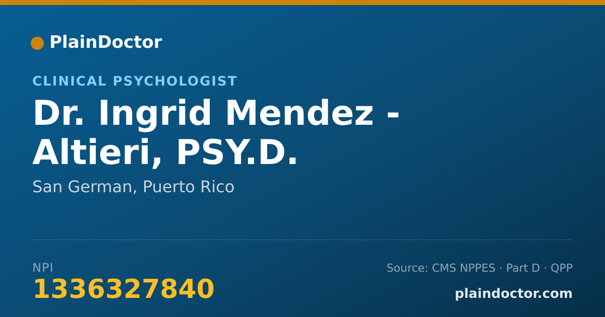Shareable card for Ingrid Mendez - Altieri, PSY.D. - Clinical Psychologist, San German, PR