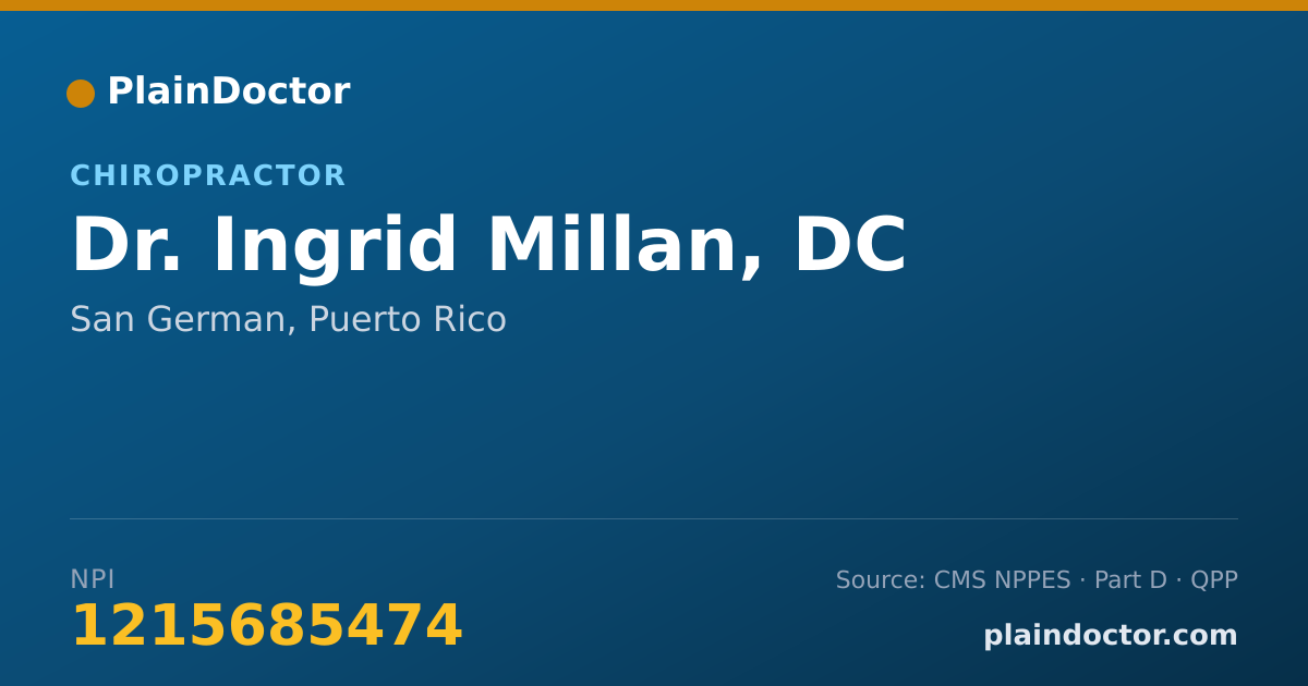 Shareable card for Ingrid Millan, DC - Chiropractor, San German, PR