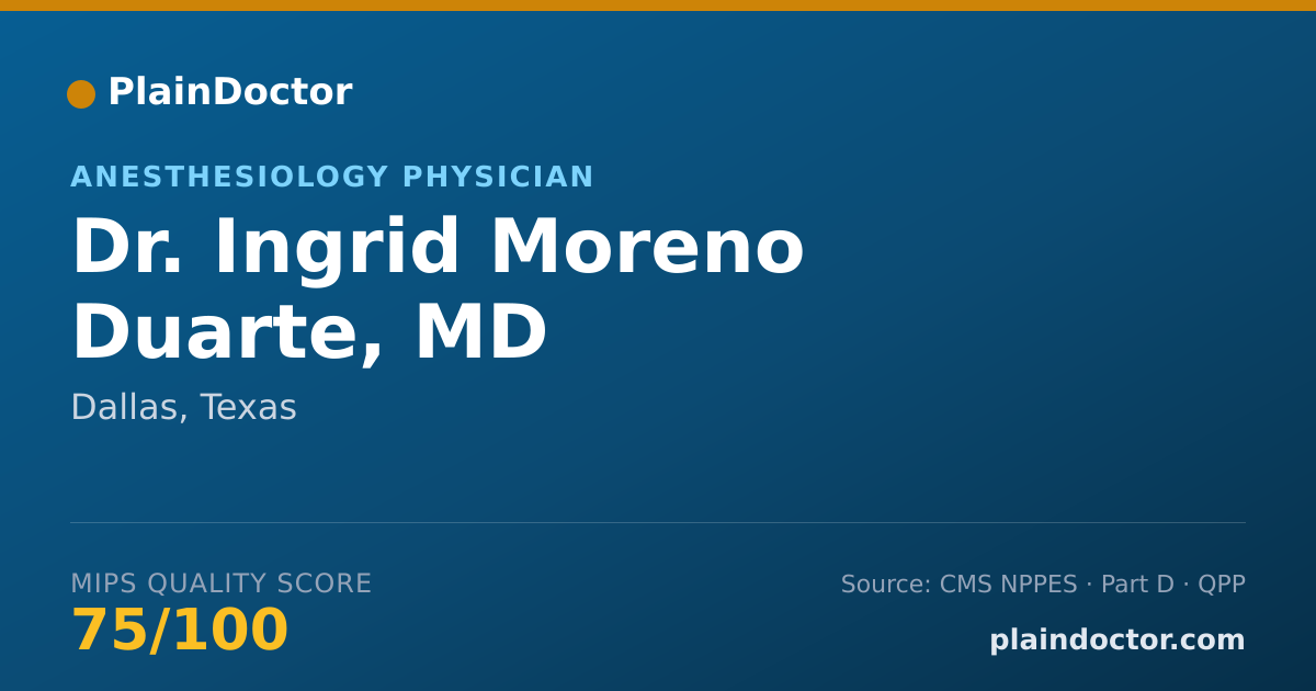 Shareable card for Ingrid Moreno Duarte, MD - Anesthesiology Physician, Dallas, TX