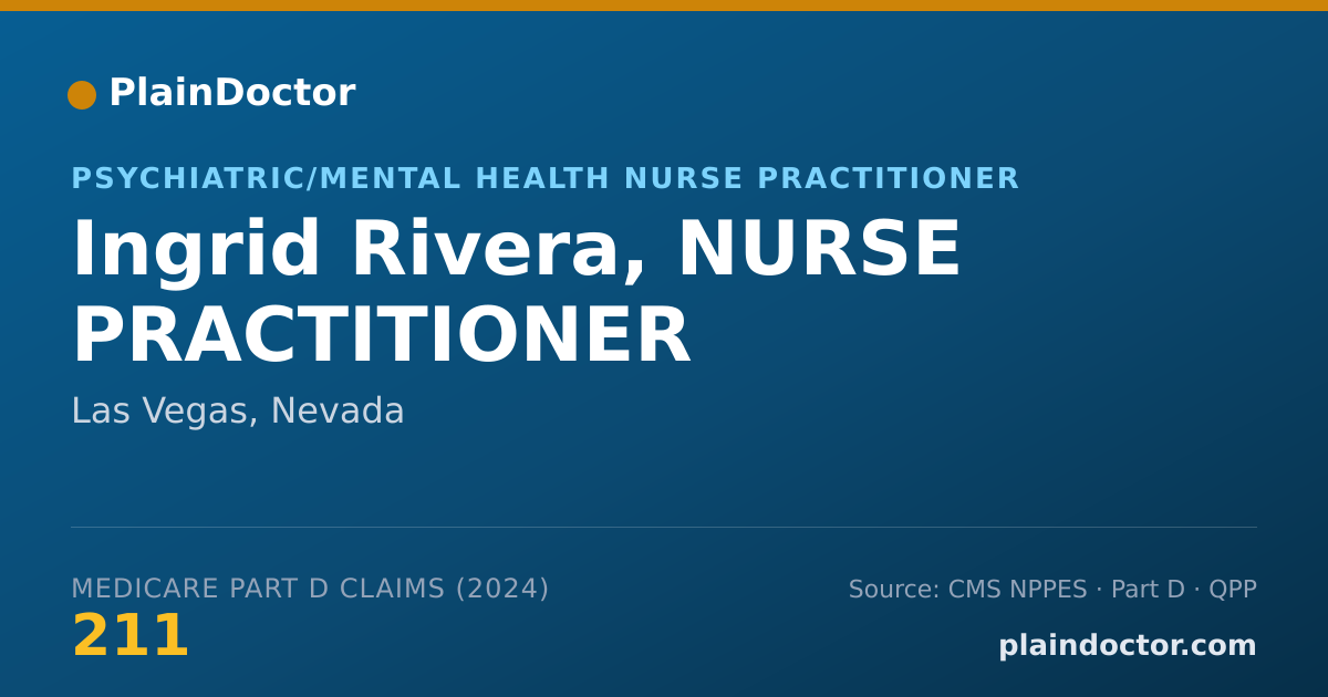 Shareable card for Ingrid Rivera, NURSE PRACTITIONER - Psychiatric/Mental Health Nurse Practitioner, Las Vegas, NV