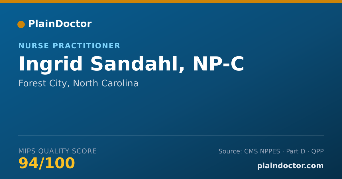 Shareable card for Ingrid Sandahl, NP-C - Nurse Practitioner, Forest City, NC