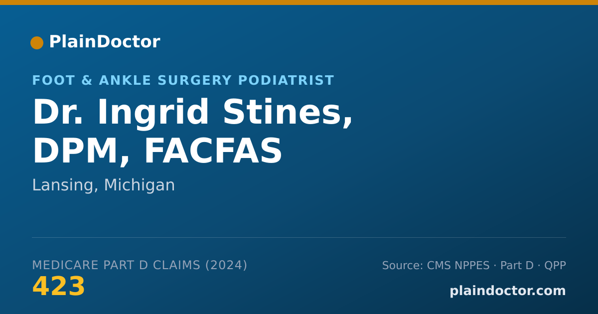 Shareable card for Ingrid Stines, DPM, FACFAS - Foot & Ankle Surgery Podiatrist, Lansing, MI