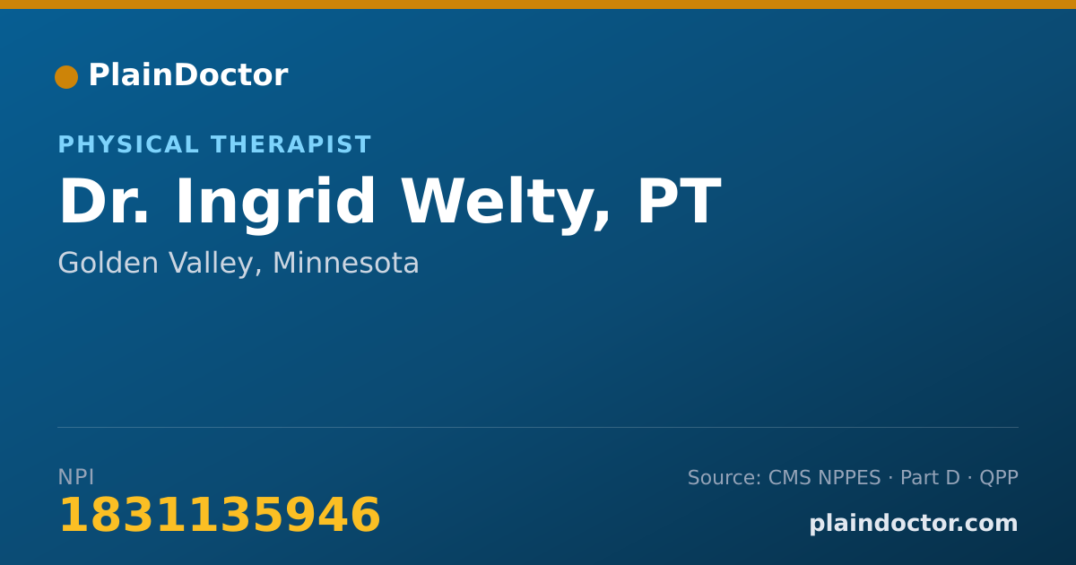Shareable card for Ingrid Welty, PT - Physical Therapist, Golden Valley, MN
