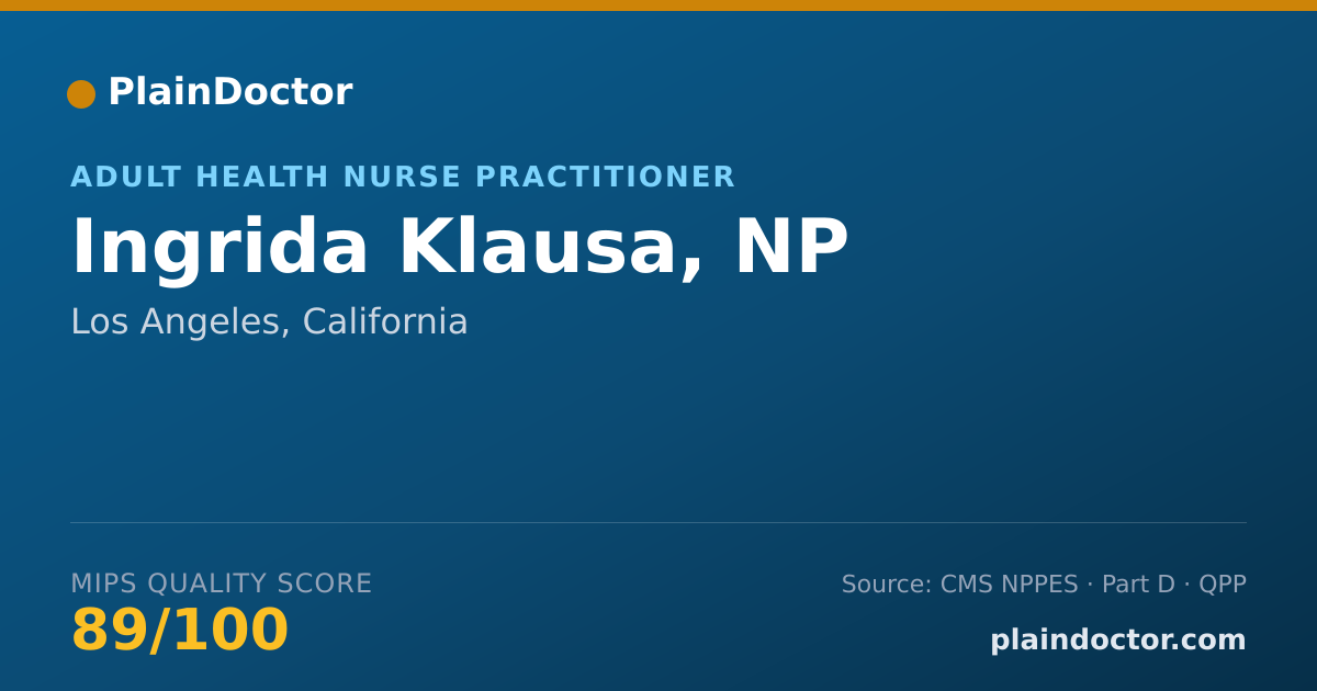 Shareable card for Ingrida Klausa, NP - Adult Health Nurse Practitioner, Los Angeles, CA