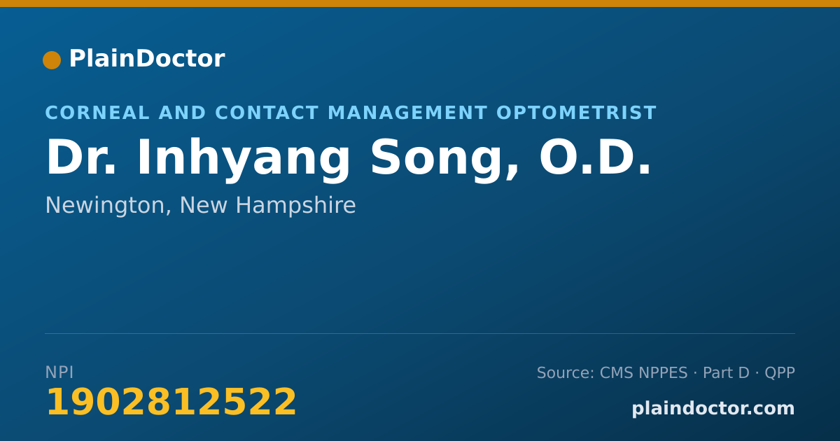 Shareable card for Inhyang Song, O.D. - Corneal and Contact Management Optometrist, Newington, NH