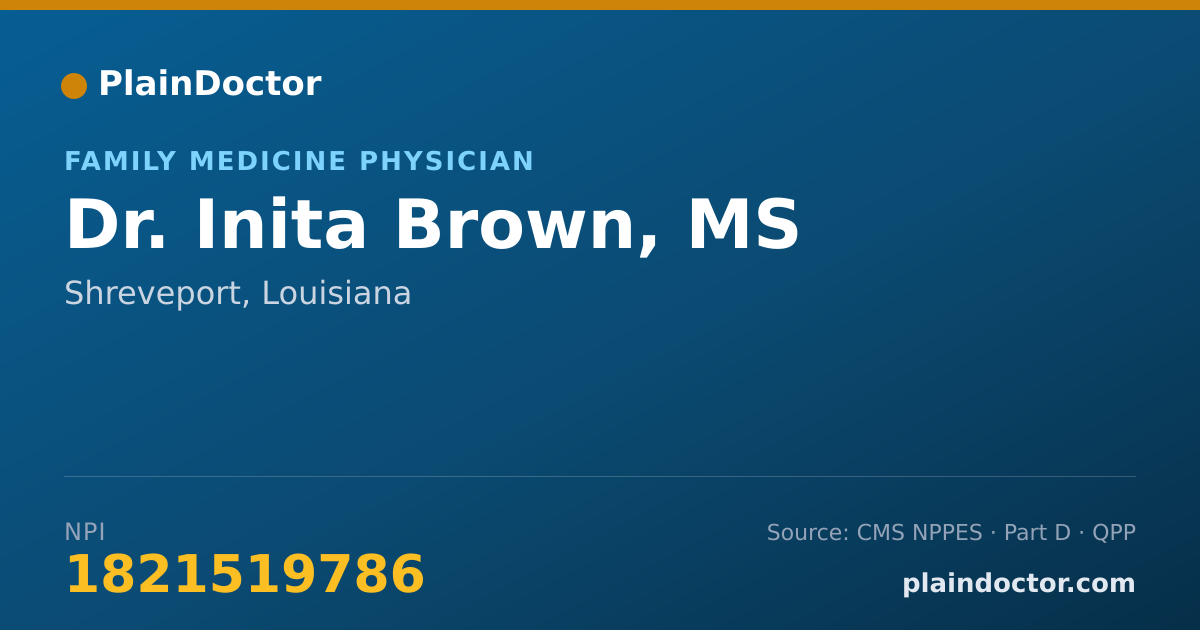 Shareable card for Inita Brown, MS - Family Medicine Physician, Shreveport, LA