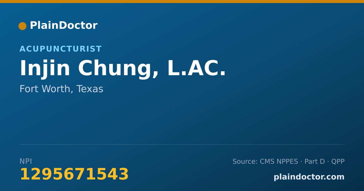 Shareable card for Injin Chung, L.AC. - Acupuncturist, Fort Worth, TX