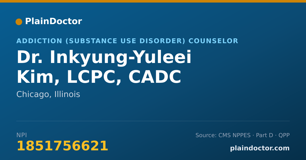 Shareable card for Inkyung-Yuleei Kim, LCPC, CADC - Addiction (Substance Use Disorder) Counselor, Chicago, IL