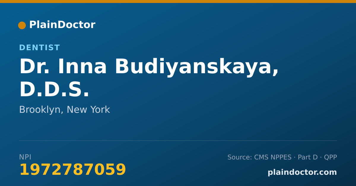 Shareable card for Inna Budiyanskaya, D.D.S. - Dentist, Brooklyn, NY