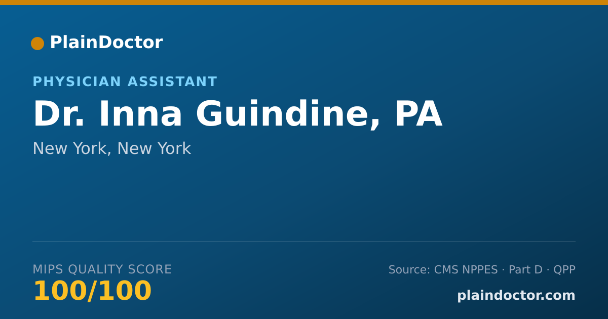 Shareable card for Inna Guindine, PA - Physician Assistant, New York, NY