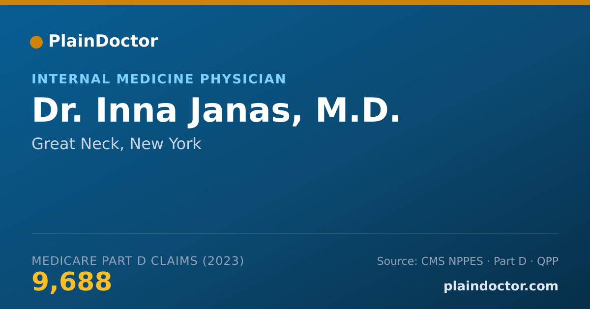 Shareable card for Inna Janas, M.D. - Internal Medicine Physician, Great Neck, NY