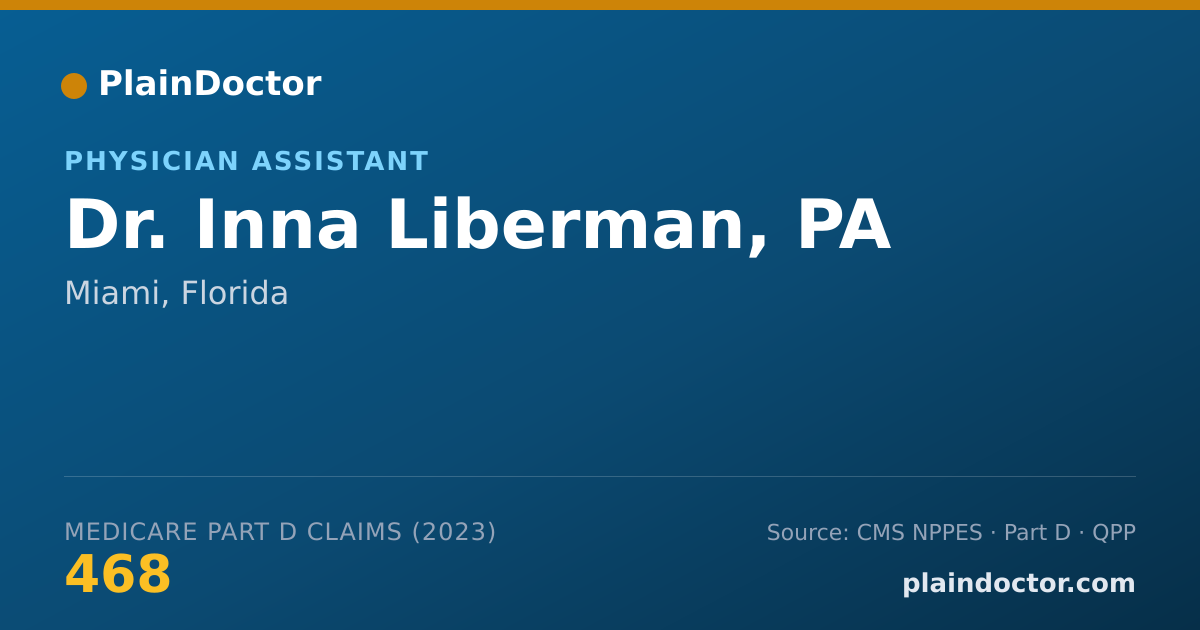 Shareable card for Inna Liberman, PA - Physician Assistant, Miami, FL