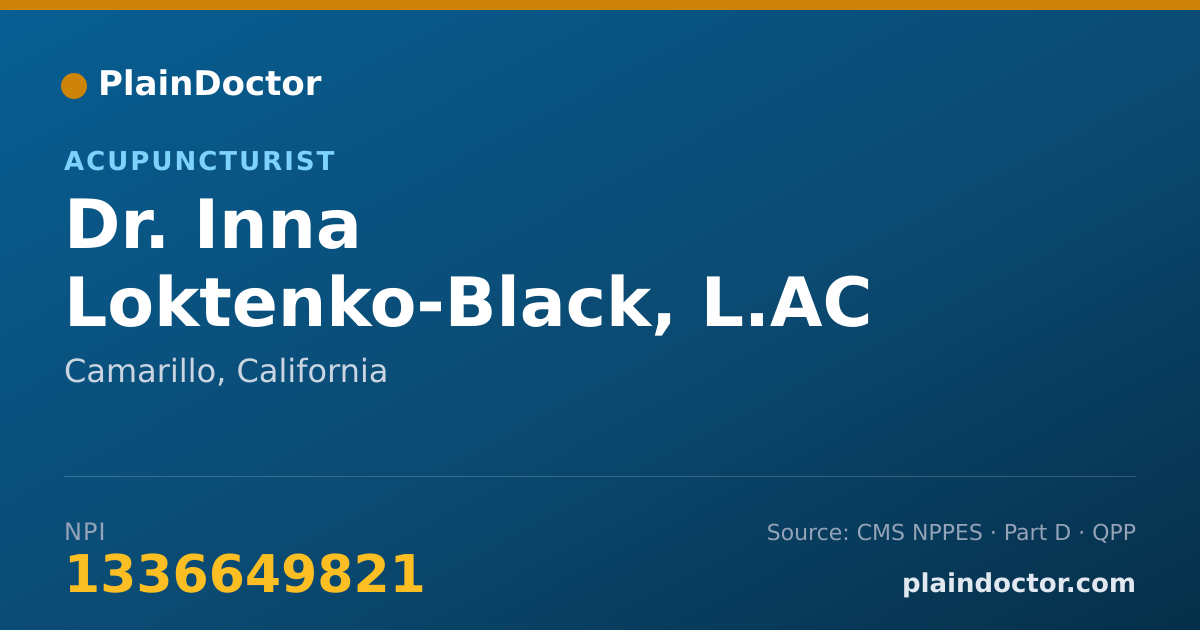 Shareable card for Inna Loktenko-Black, L.AC - Acupuncturist, Camarillo, CA