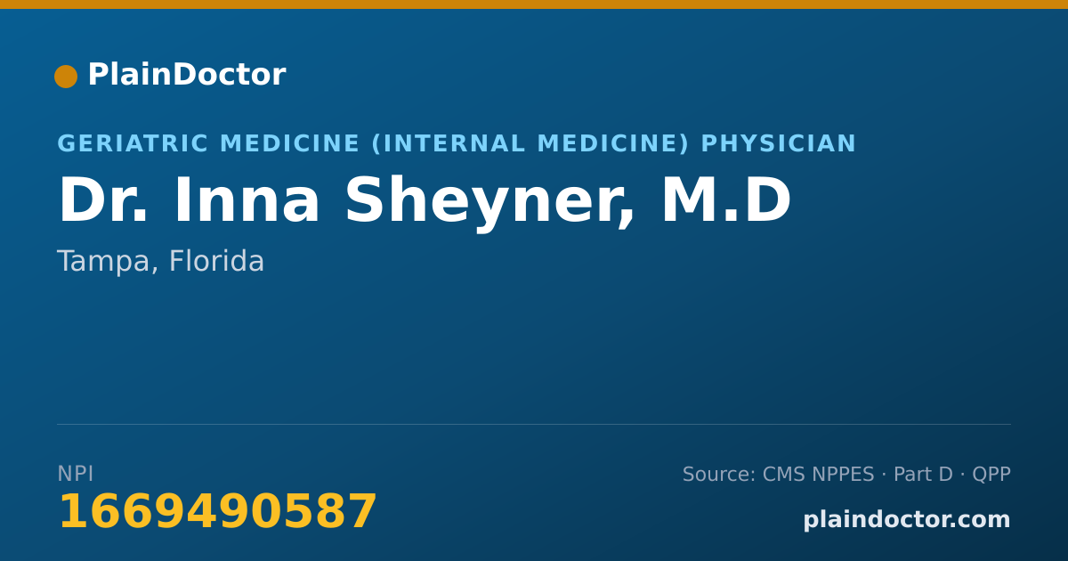 Shareable card for Inna Sheyner, M.D - Geriatric Medicine (Internal Medicine) Physician, Tampa, FL