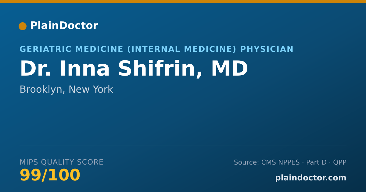 Shareable card for Inna Shifrin, MD - Geriatric Medicine (Internal Medicine) Physician, Brooklyn, NY