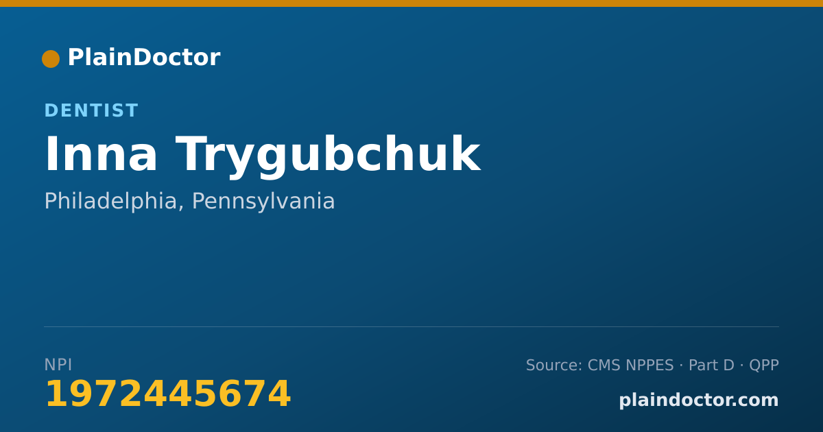 Shareable card for Inna Trygubchuk - Dentist, Philadelphia, PA