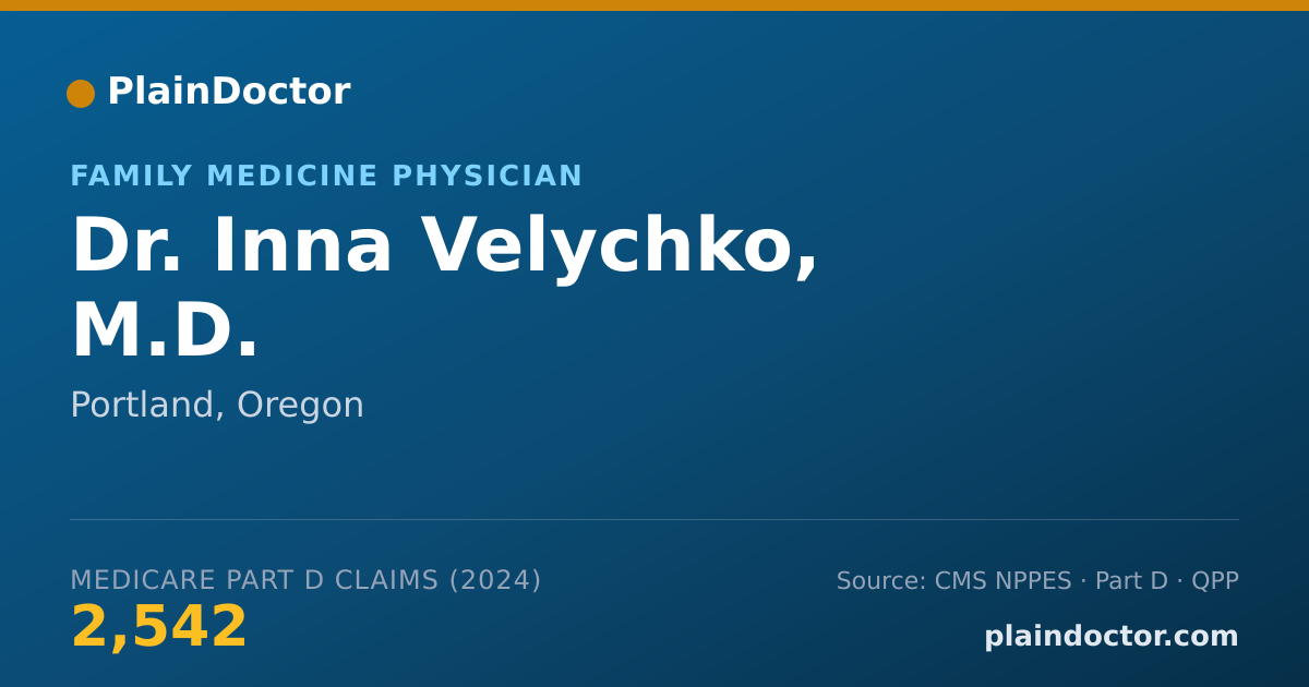 Shareable card for Inna Velychko, M.D. - Family Medicine Physician, Portland, OR