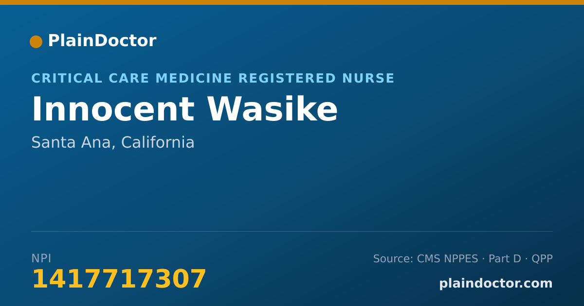 Shareable card for Innocent Wasike - Critical Care Medicine Registered Nurse, Santa Ana, CA