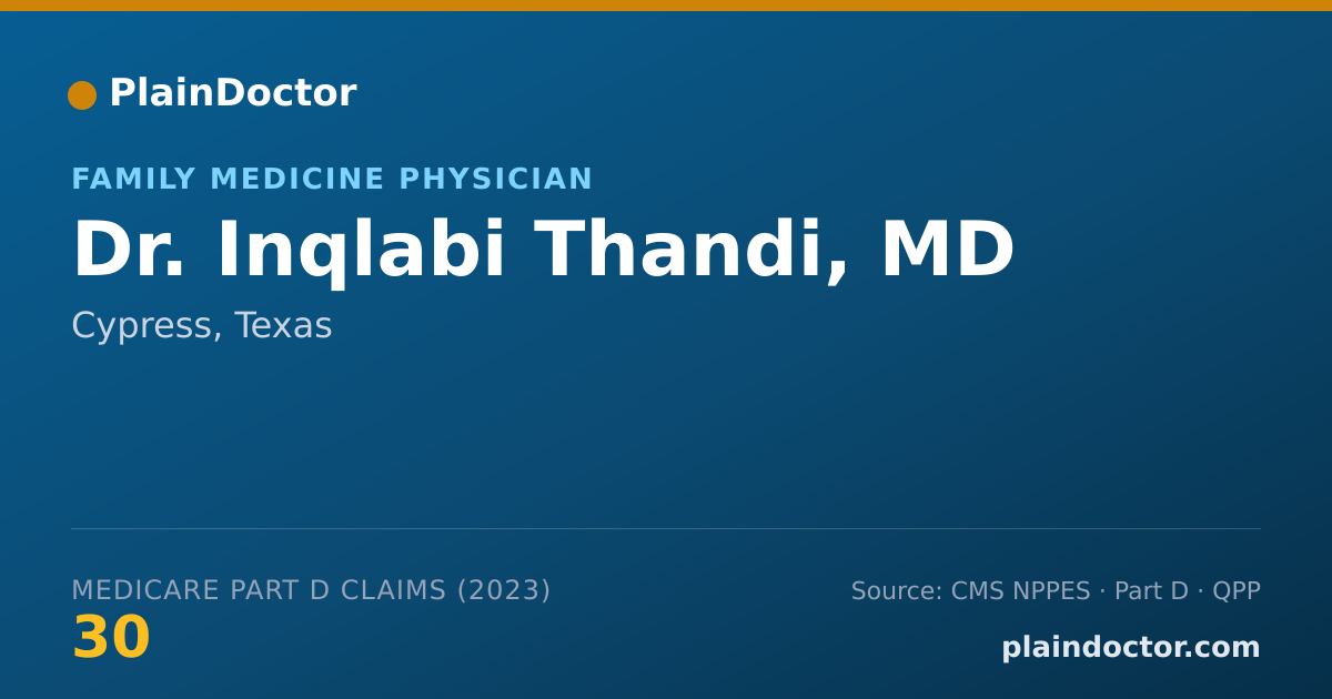 Shareable card for Inqlabi Thandi, MD - Family Medicine Physician, Cypress, TX