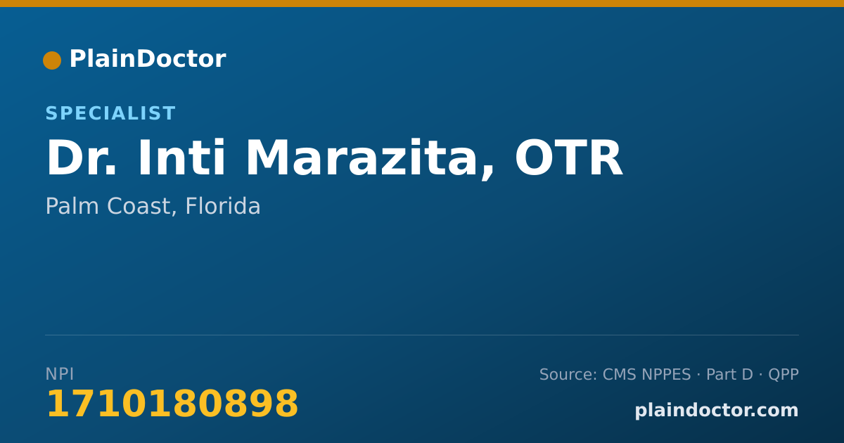 Shareable card for Inti Marazita, OTR - Specialist, Palm Coast, FL