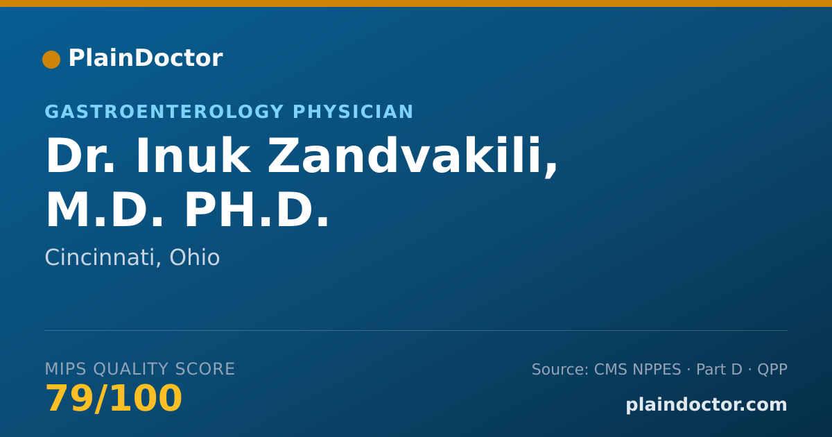 Shareable card for Inuk Zandvakili, M.D. PH.D. - Gastroenterology Physician, Cincinnati, OH
