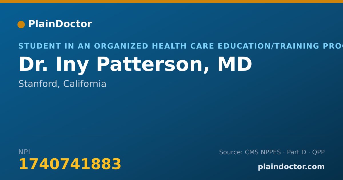 Shareable card for Iny Patterson, MD - Student in an Organized Health Care Education/Training Program, Stanford, CA