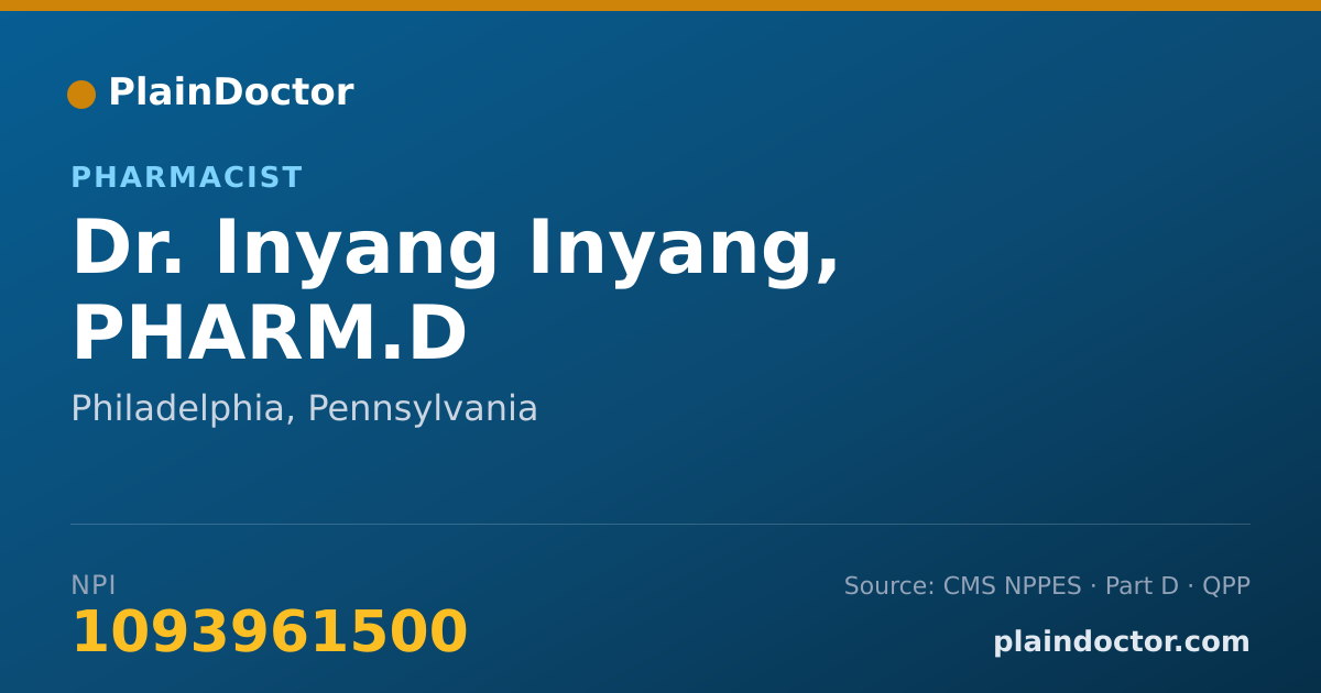 Shareable card for Inyang Inyang, PHARM.D - Pharmacist, Philadelphia, PA