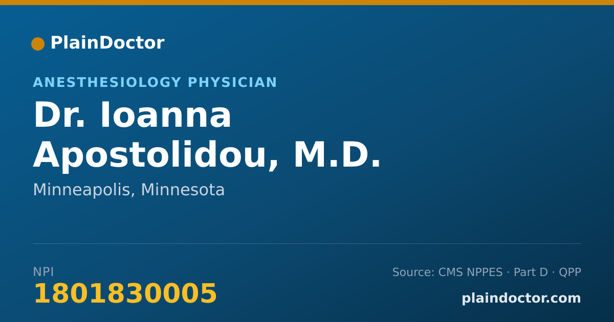 Shareable card for Ioanna Apostolidou, M.D. - Anesthesiology Physician, Minneapolis, MN