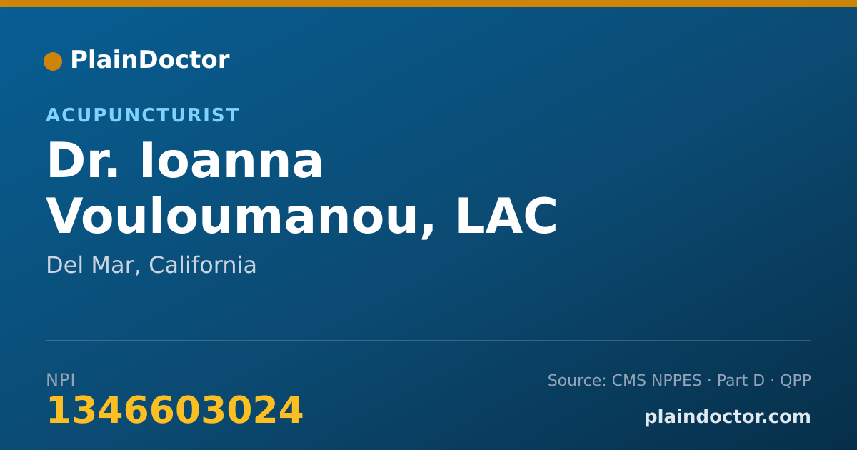 Shareable card for Ioanna Vouloumanou, LAC - Acupuncturist, Del Mar, CA