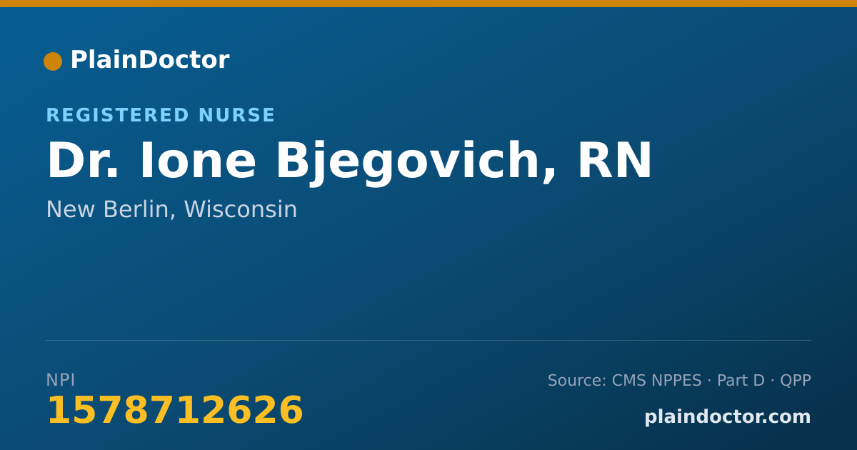 Shareable card for Ione Bjegovich, RN - Registered Nurse, New Berlin, WI