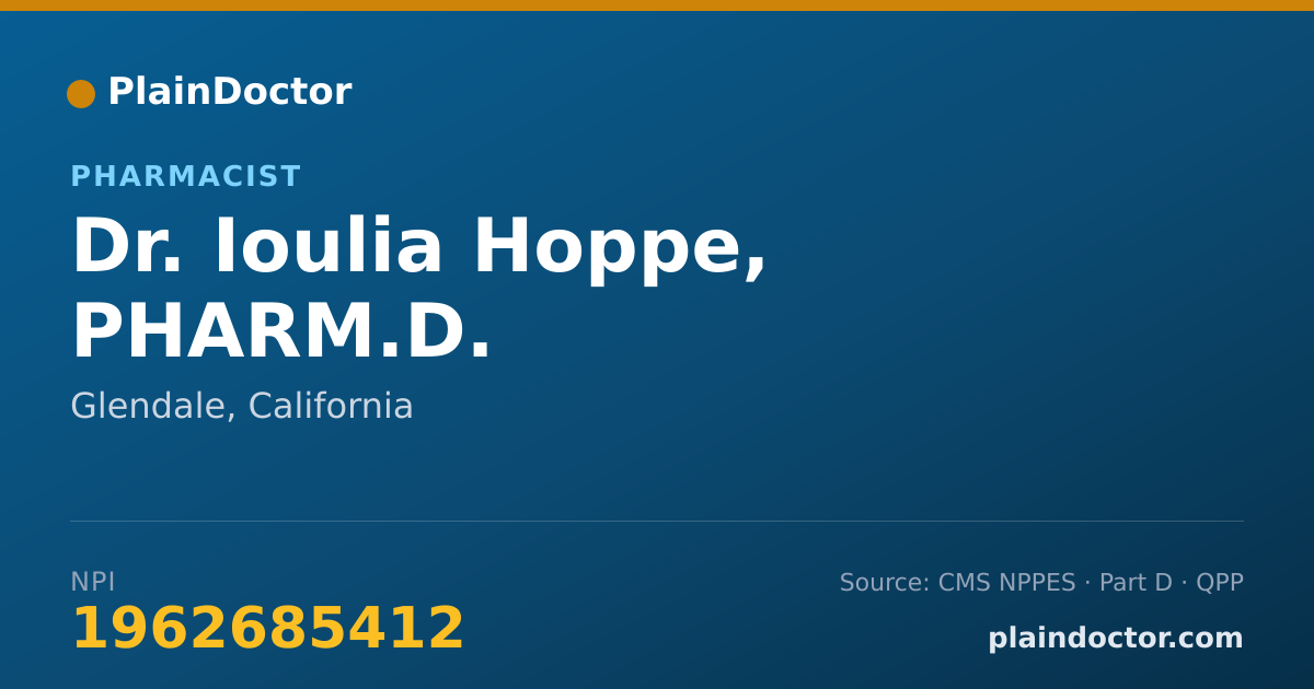 Shareable card for Ioulia Hoppe, PHARM.D. - Pharmacist, Glendale, CA
