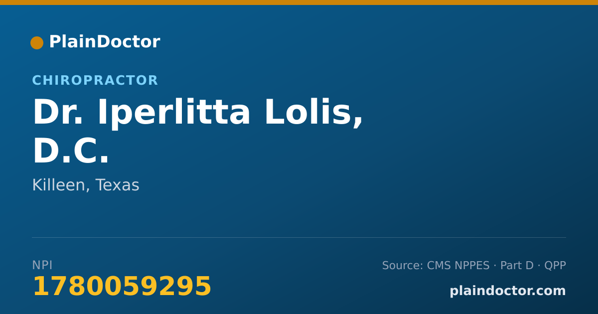 Shareable card for Iperlitta Lolis, D.C. - Chiropractor, Killeen, TX