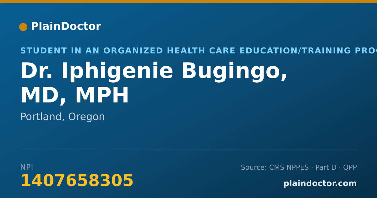 Shareable card for Iphigenie Bugingo, MD, MPH - Student in an Organized Health Care Education/Training Program, Portland, OR