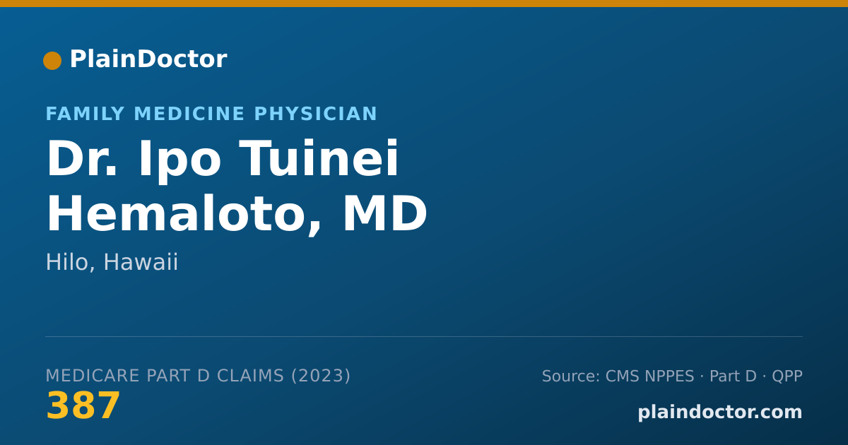 Shareable card for Ipo Tuinei Hemaloto, MD - Family Medicine Physician, Hilo, HI