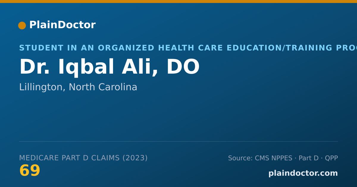 Shareable card for Iqbal Ali, DO - Student in an Organized Health Care Education/Training Program, Lillington, NC