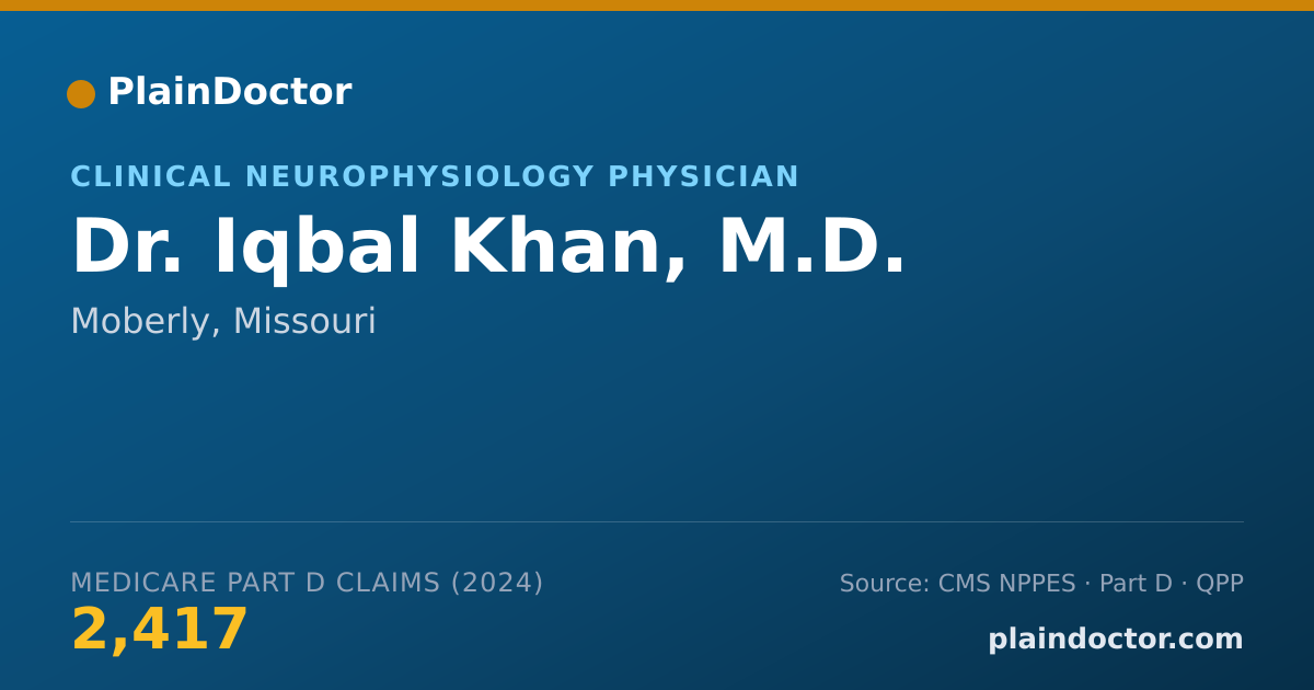 Shareable card for Iqbal Khan, M.D. - Clinical Neurophysiology Physician, Moberly, MO