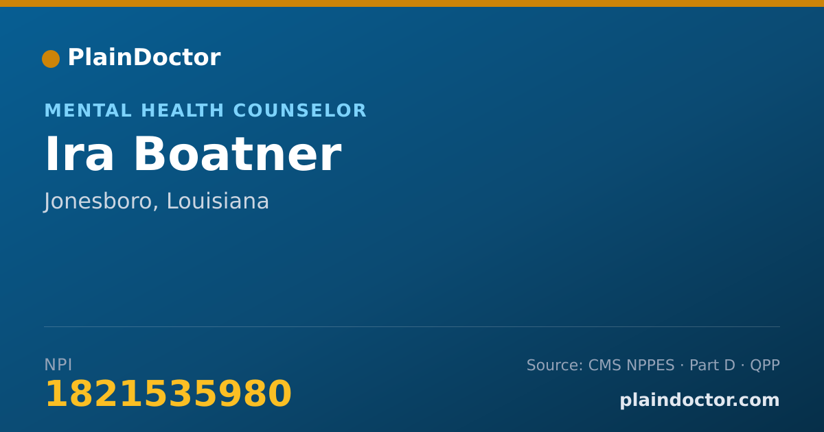 Shareable card for Ira Boatner - Mental Health Counselor, Jonesboro, LA