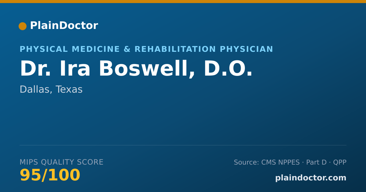 Shareable card for Ira Boswell, D.O. - Physical Medicine & Rehabilitation Physician, Dallas, TX