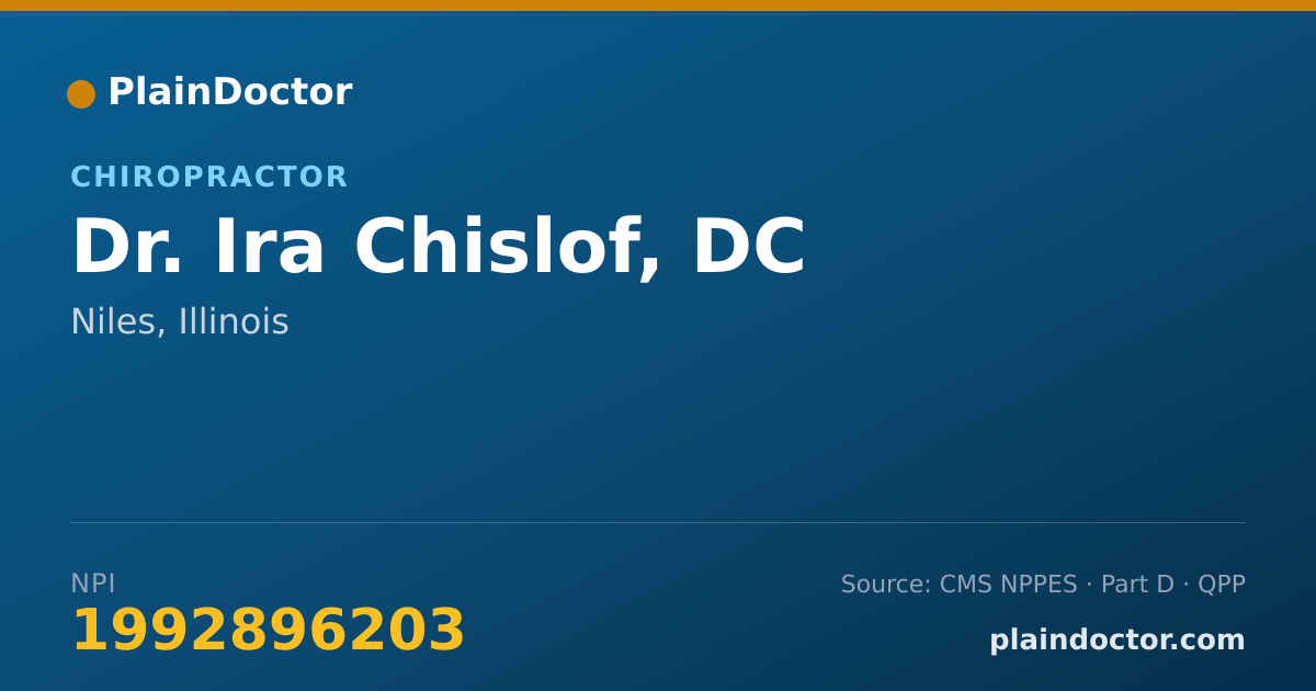 Shareable card for Ira Chislof, DC - Chiropractor, Niles, IL