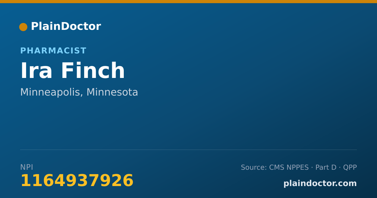 Shareable card for Ira Finch - Pharmacist, Minneapolis, MN