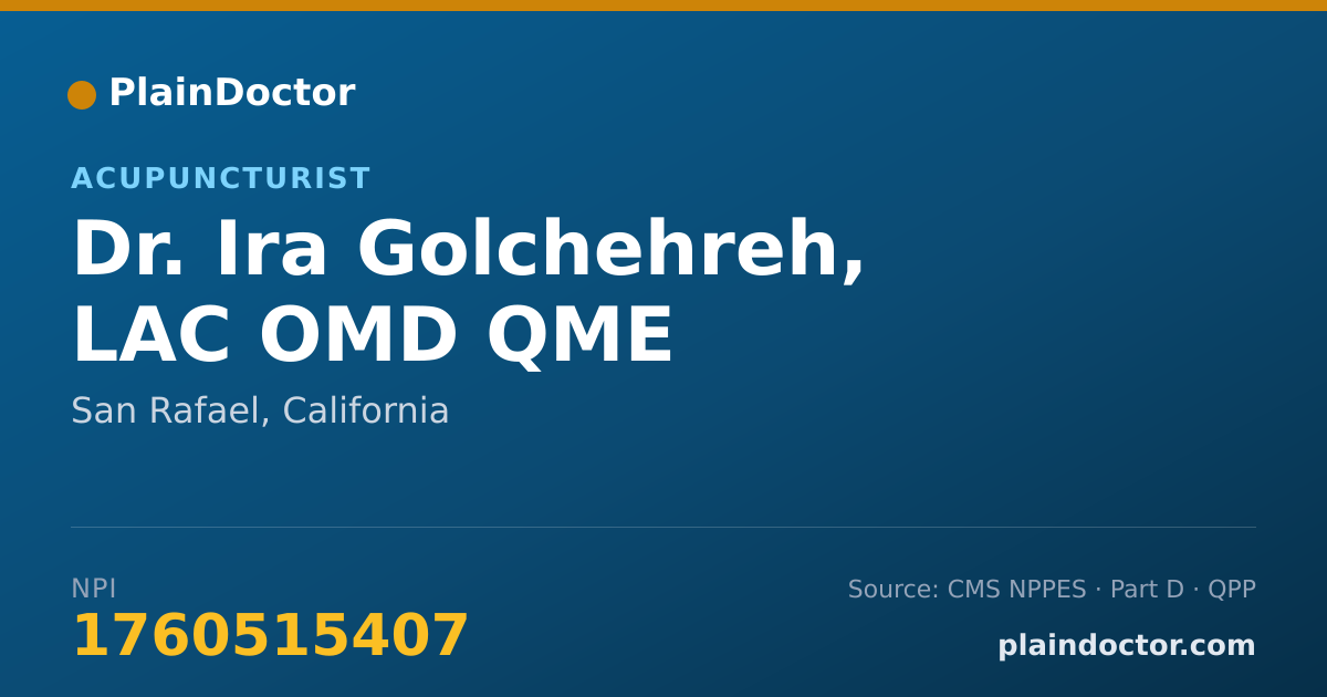 Shareable card for Ira Golchehreh, LAC OMD QME - Acupuncturist, San Rafael, CA